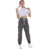imageRolanko Girls Cargo Pants for Kids Loose Streetwear Hip Hop Dance Cotton Cargo Jogger Pants for Kids 415 YearsIron Grey