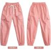 imageRolanko Girls Cargo Pants for Kids Loose Streetwear Hip Hop Dance Cotton Cargo Jogger Pants for Kids 415 YearsLight Pink