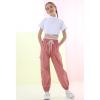 imageRolanko Girls Cargo Pants for Kids Loose Streetwear Hip Hop Dance Cotton Cargo Jogger Pants for Kids 415 YearsLight Pink