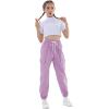 imageRolanko Girls Cargo Pants for Kids Loose Streetwear Hip Hop Dance Cotton Cargo Jogger Pants for Kids 415 YearsLight Purple