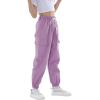 imageRolanko Girls Cargo Pants for Kids Loose Streetwear Hip Hop Dance Cotton Cargo Jogger Pants for Kids 415 YearsLight Purple