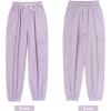 imageRolanko Girls Cargo Pants for Kids Loose Streetwear Hip Hop Dance Cotton Cargo Jogger Pants for Kids 415 YearsLight Purple