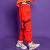 imageRolanko Girls Cargo Pants for Kids Loose Streetwear Hip Hop Dance Cotton Cargo Jogger Pants for Kids 415 YearsOrange