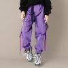 imageRolanko Girls Cargo Pants for Kids Loose Streetwear Hip Hop Dance Cotton Cargo Jogger Pants for Kids 415 YearsPurple