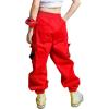 imageRolanko Girls Cargo Pants for Kids Loose Streetwear Hip Hop Dance Cotton Cargo Jogger Pants for Kids 415 YearsRed