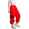 imageRolanko Girls Cargo Pants for Kids Loose Streetwear Hip Hop Dance Cotton Cargo Jogger Pants for Kids 415 YearsRed