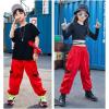 imageRolanko Girls Cargo Pants for Kids Loose Streetwear Hip Hop Dance Cotton Cargo Jogger Pants for Kids 415 YearsRed