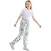 imageRolanko Girls Cargo Pants for Kids Loose Streetwear Hip Hop Dance Cotton Cargo Jogger Pants for Kids 415 YearsSilver
