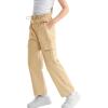 imageRolanko Girls Corduroy Cargo Pants Wide Leg Cargo Trousers Streetwear Kids Pants Joggers with Pockets 415 YApricot