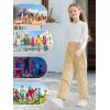 imageRolanko Girls Corduroy Cargo Pants Wide Leg Cargo Trousers Streetwear Kids Pants Joggers with Pockets 415 YApricot