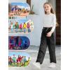imageRolanko Girls Corduroy Cargo Pants Wide Leg Cargo Trousers Streetwear Kids Pants Joggers with Pockets 415 YBlack