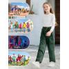 imageRolanko Girls Corduroy Cargo Pants Wide Leg Cargo Trousers Streetwear Kids Pants Joggers with Pockets 415 YGreen