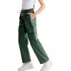 imageRolanko Girls Corduroy Cargo Pants Wide Leg Cargo Trousers Streetwear Kids Pants Joggers with Pockets 415 YGreen