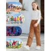 imageRolanko Girls Corduroy Cargo Pants Wide Leg Cargo Trousers Streetwear Kids Pants Joggers with Pockets 415 YKhaki