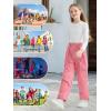 imageRolanko Girls Corduroy Cargo Pants Wide Leg Cargo Trousers Streetwear Kids Pants Joggers with Pockets 415 YPink