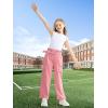 imageRolanko Girls Corduroy Cargo Pants Wide Leg Cargo Trousers Streetwear Kids Pants Joggers with Pockets 415 YPink