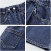 imageRolanko Girls Jeans Denim Elastic Wasit Wide Leg Baggy Pants Kids Clothes 414 YearsA1blue Solid