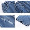 imageRolanko Girls Jeans Denim Elastic Wasit Wide Leg Baggy Pants Kids Clothes 414 YearsA2blue Hole