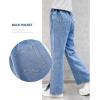 imageRolanko Girls Jeans Denim Elastic Wasit Wide Leg Baggy Pants Kids Clothes 414 YearsA3blue Split
