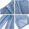 imageRolanko Girls Jeans Denim Elastic Wasit Wide Leg Baggy Pants Kids Clothes 414 YearsA3blue Split