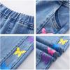 imageRolanko Girls Jeans Denim Elastic Wasit Wide Leg Baggy Pants Kids Clothes 414 YearsB7colorful Butterfly
