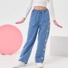 imageRolanko Girls Jeans Denim Elastic Wasit Wide Leg Baggy Pants Kids Clothes 414 YearsB7colorful Butterfly