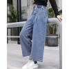 imageRolanko Girls Jeans Denim Elastic Wasit Wide Leg Baggy Pants Kids Clothes 414 YearsBluethreebutton
