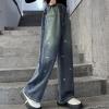 imageRolanko Girls Jeans Denim Elastic Wasit Wide Leg Baggy Pants Kids Clothes 414 YearsBow