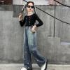 imageRolanko Girls Jeans Denim Elastic Wasit Wide Leg Baggy Pants Kids Clothes 414 YearsBow