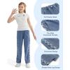 imageRolanko Girls Jeans Denim Elastic Wasit Wide Leg Baggy Pants Kids Clothes 414 YearsC2checkerboard