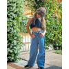 imageRolanko Girls Jeans Denim Elastic Wasit Wide Leg Baggy Pants Kids Clothes 414 YearsC2checkerboard