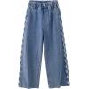 imageRolanko Girls Jeans Denim Elastic Wasit Wide Leg Baggy Pants Kids Clothes 414 YearsC2checkerboard