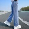 imageRolanko Girls Jeans Denim Elastic Wasit Wide Leg Baggy Pants Kids Clothes 414 YearsC3pocket