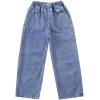 imageRolanko Girls Jeans Denim Elastic Wasit Wide Leg Baggy Pants Kids Clothes 414 YearsC3pocket