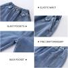 imageRolanko Girls Jeans Denim Elastic Wasit Wide Leg Baggy Pants Kids Clothes 414 YearsC3pocket