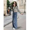 imageRolanko Girls Jeans Denim Elastic Wasit Wide Leg Baggy Pants Kids Clothes 414 YearsDiamondbutterfly