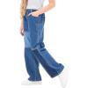 imageRolanko Girls Jeans Denim Elastic Wasit Wide Leg Baggy Pants Kids Clothes 414 YearsG1color Block