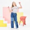 imageRolanko Girls Jeans Denim Elastic Wasit Wide Leg Baggy Pants Kids Clothes 414 YearsG1color Block