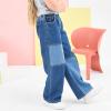 imageRolanko Girls Jeans Denim Elastic Wasit Wide Leg Baggy Pants Kids Clothes 414 YearsG1color Block