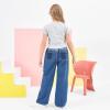 imageRolanko Girls Jeans Denim Elastic Wasit Wide Leg Baggy Pants Kids Clothes 414 YearsG1color Block
