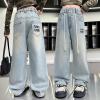 imageRolanko Girls Jeans Denim Elastic Wasit Wide Leg Baggy Pants Kids Clothes 414 YearsG3rhinestone