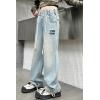 imageRolanko Girls Jeans Denim Elastic Wasit Wide Leg Baggy Pants Kids Clothes 414 YearsG3rhinestone