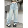 imageRolanko Girls Jeans Denim Elastic Wasit Wide Leg Baggy Pants Kids Clothes 414 YearsG3rhinestone