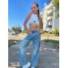 imageRolanko Girls Jeans Denim Elastic Wasit Wide Leg Baggy Pants Kids Clothes 414 YearsGlitterhole