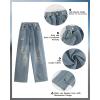 imageRolanko Girls Jeans Denim Elastic Wasit Wide Leg Baggy Pants Kids Clothes 414 YearsGlitterhole
