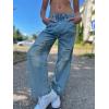 imageRolanko Girls Jeans Denim Elastic Wasit Wide Leg Baggy Pants Kids Clothes 414 YearsGlitterhole