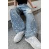 imageRolanko Girls Jeans Denim Elastic Wasit Wide Leg Baggy Pants Kids Clothes 414 YearsGlitterhole
