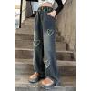 imageRolanko Girls Jeans Denim Elastic Wasit Wide Leg Baggy Pants Kids Clothes 414 YearsHairyheart