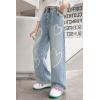 imageRolanko Girls Jeans Denim Elastic Wasit Wide Leg Baggy Pants Kids Clothes 414 YearsLovepattern