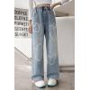 imageRolanko Girls Jeans Denim Elastic Wasit Wide Leg Baggy Pants Kids Clothes 414 YearsLovepattern
